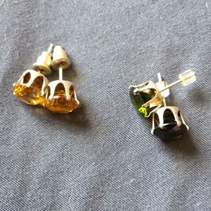 2 pairs Gemstone earrings 925 silver